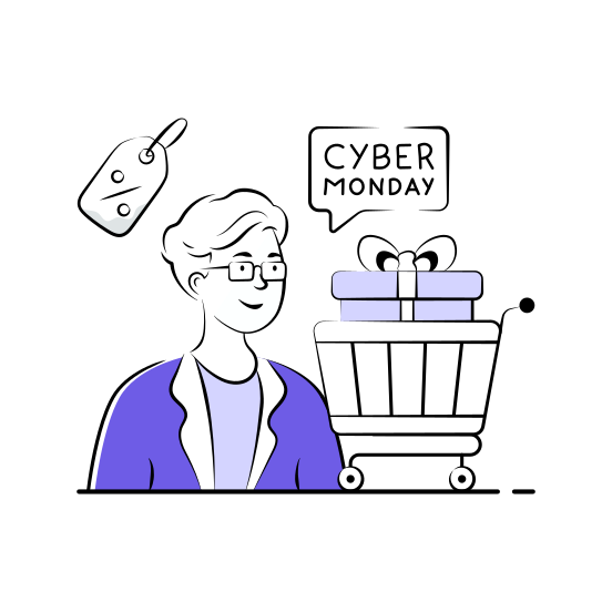 Cyber Monday, Shopping, Ecommerce, Online, Sale, illustration