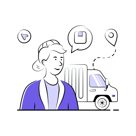 Delivery, Truck, Transportation, Online, Shopping, illustration