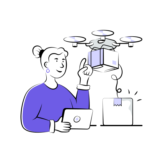 Drone, Delivery, Package, Parcel, Shipping illustration