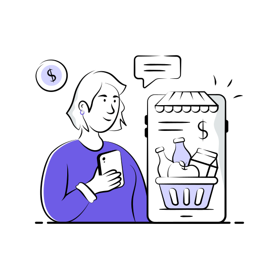Grocery, Shopping, Ecommerce, Online, Digital, illustration