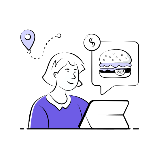 Online, Ordering, Order, Food, Burger, illustration