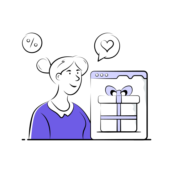 Online, Shopping, Ecommerce, Gift, Digital illustration
