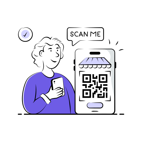 Qr, Code, Mobile, Commerce, Ecommerce, illustration