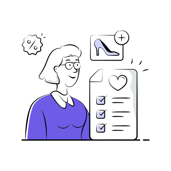 Shopping, Ecommerce, Online, Digital, Wishlist illustration