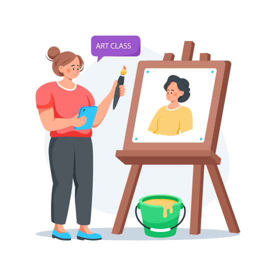 Art Class, Painting, Drawing, Learning, Education illustration