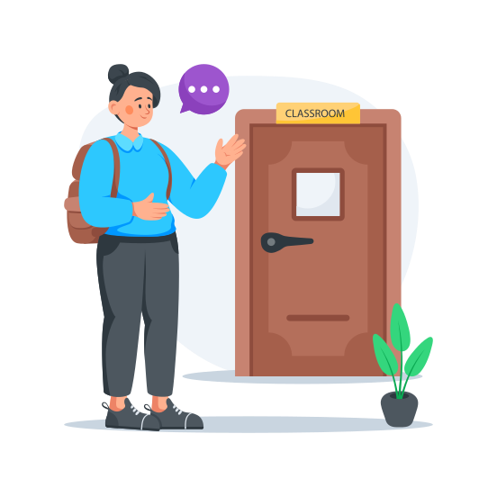 Classroom, Entrance, School, Building, Door illustration