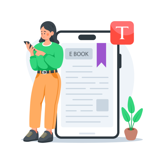 Mobile, Learning, Elearning, Studying, Reading illustration