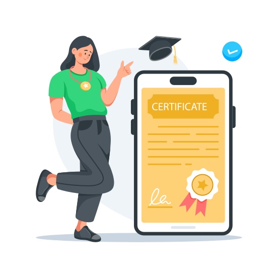 Online, Graduation, Certificate, Degree, Academic illustration