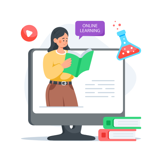 Online, Learning, Education, Student, Elearning illustration
