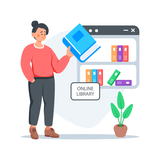 Online, Library, Digital, Virtual, Ebook illustration
