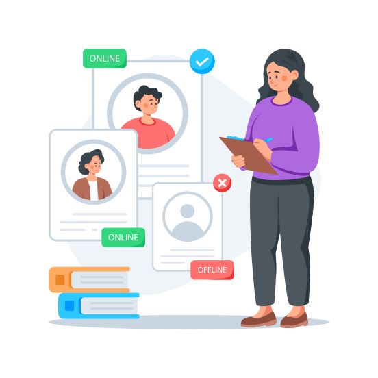 Online, Profile, Learning, Student, Study illustration