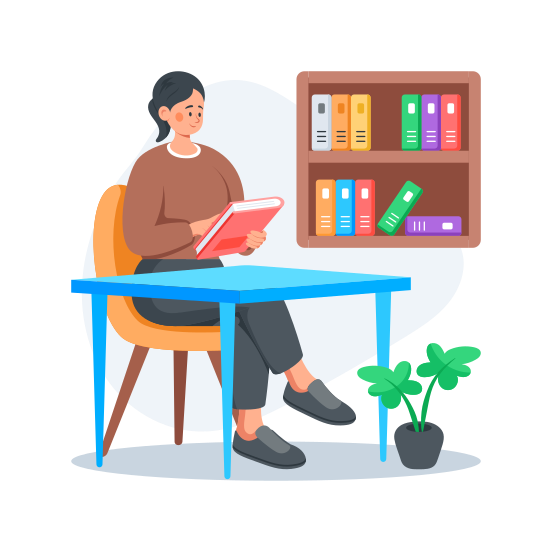 Reading, Studying, Learning, Book, Library illustration