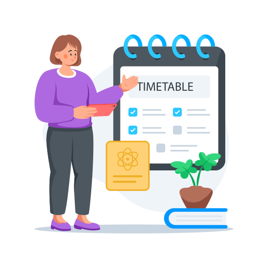 School, Timetable, Teacher, Student, Class illustration