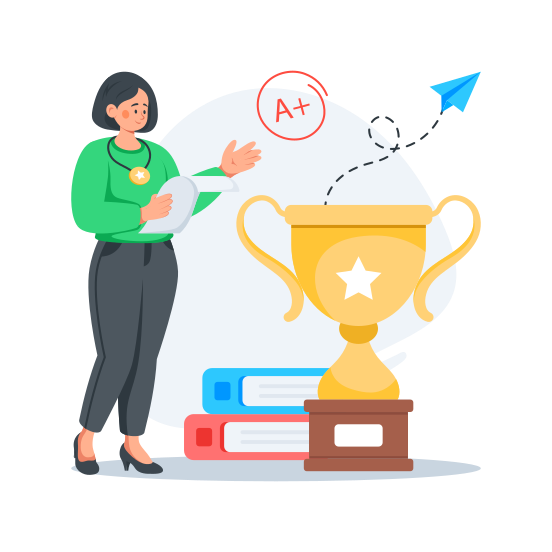 Student, Achievement, Success, Award, Trophy illustration