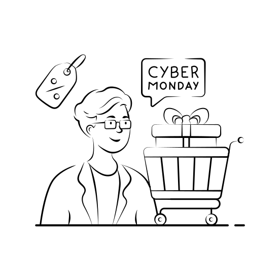 Cyber Monday, Shopping, Ecommerce, Online, Sale, Discount, Banner, illustration