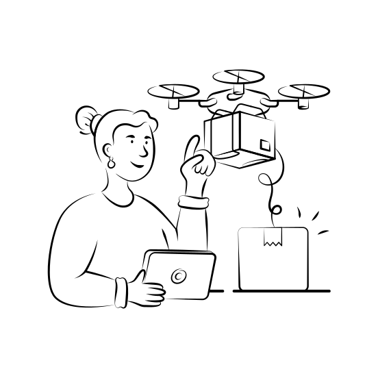 Drone, Delivery, Package, Parcel, Shipping, Ecommerce, illustration