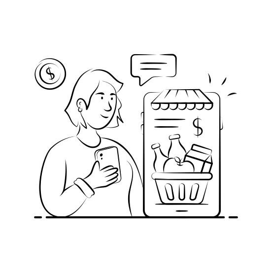 Grocery, Shopping, Ecommerce, Online, Digital, Supermarket, App, illustration