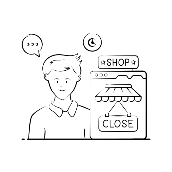 Online, Digital, Ecommerce, Shopping, Store, Closed, Shop, illustration
