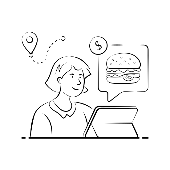 Online, Ordering, Order, Food, Burger, Delivery, Fast Food, illustration