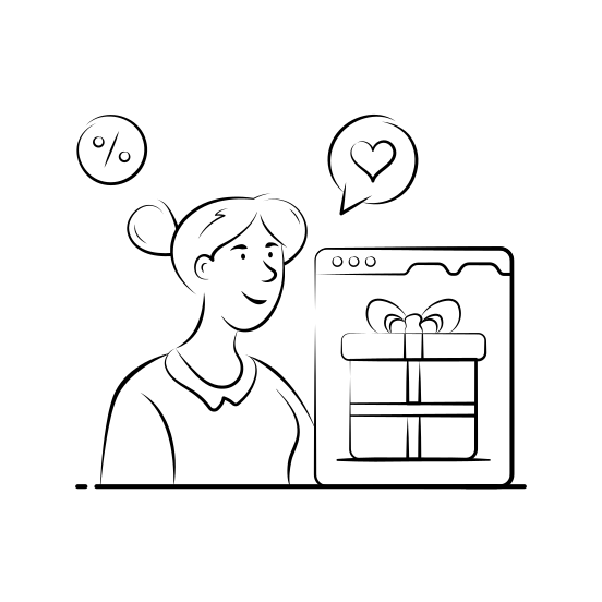 Online, Shopping, Ecommerce, Gift, Digital, Present, Surprise illustration