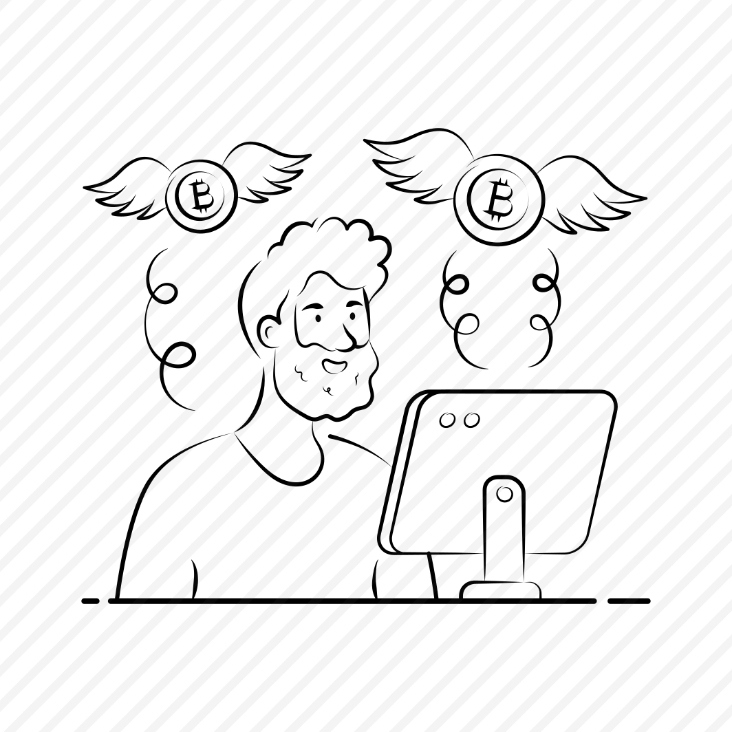 Flying, Bitcoin, Cryptocurrency, Crypto, Blockchain, Tokens, Fintech preview