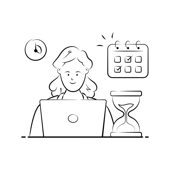 Time, Management, Professional, Office, Schedule, Business, Productivity illustration