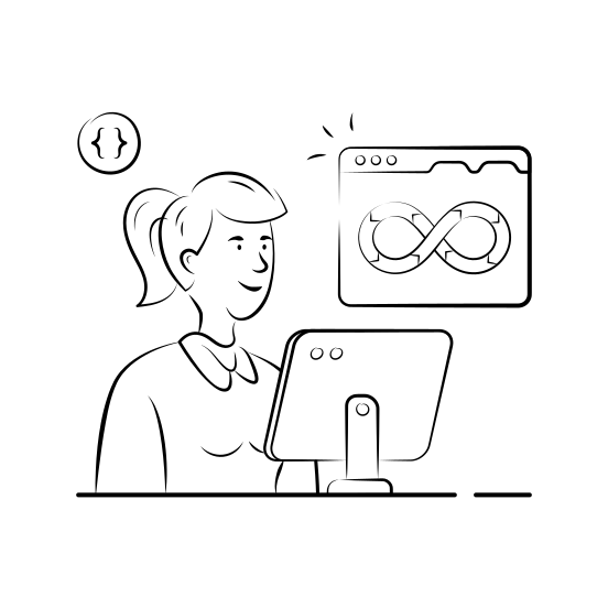 Devops, Processing, Developer, Coding, Software, Engineer, Continues illustration