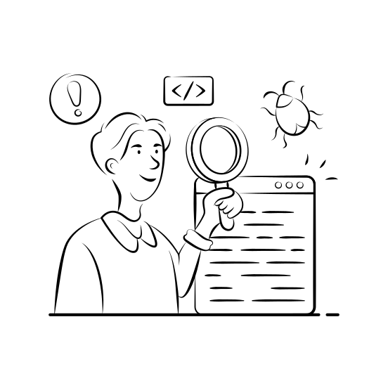 Software, Debugging, Bug, Fixing, Code, Developer, Coding illustration