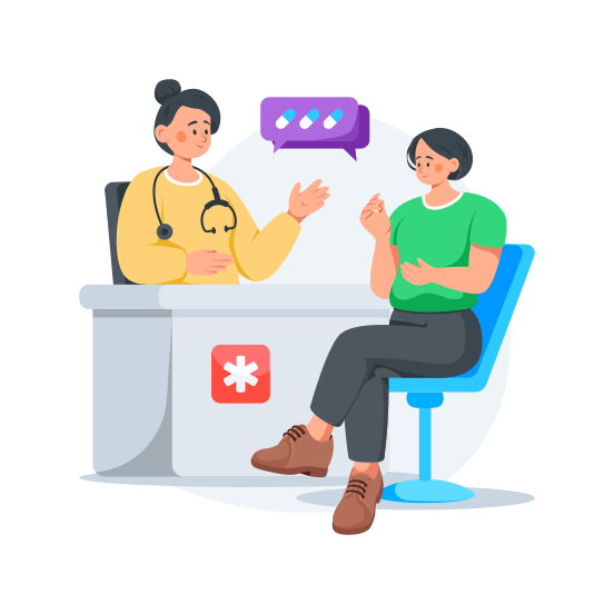 Doctor, Consultation, Healthcare, Hospital, Patient illustration