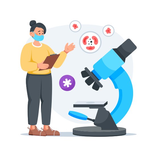 Microbiology, Microscope, Research, Healthcare, Science illustration