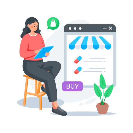 Online, Pharmacy, Store, Medicine, Ehealth illustration