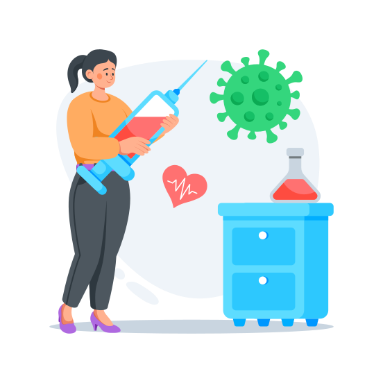 Vaccination, Vaccine, Injection, Immunization, Virus illustration