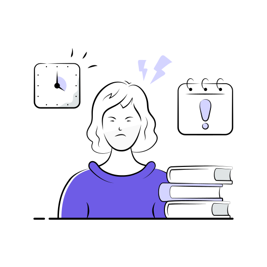 Academic, Stress, Deadline, Time, Management, Frustrated, Student illustration