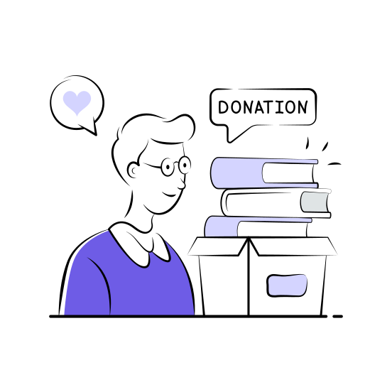 Books, Donation, Charity, Giving, Volunteering, Helping, Bookshelves illustration