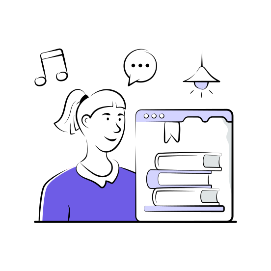Digital, Library, Books, Studying, Internet, Technology, Knowledge illustration