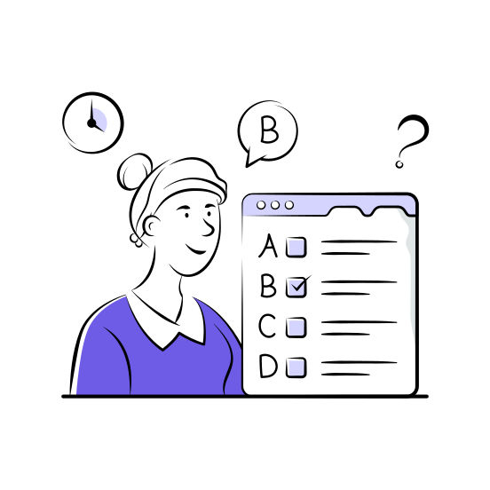 Online, Test, Exam, Education, Assessment, Studying, Knowledge illustration