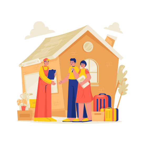 Buy, Home, Relocation, Moving, Family, Deal, Rent, Shakehand, Property illustration