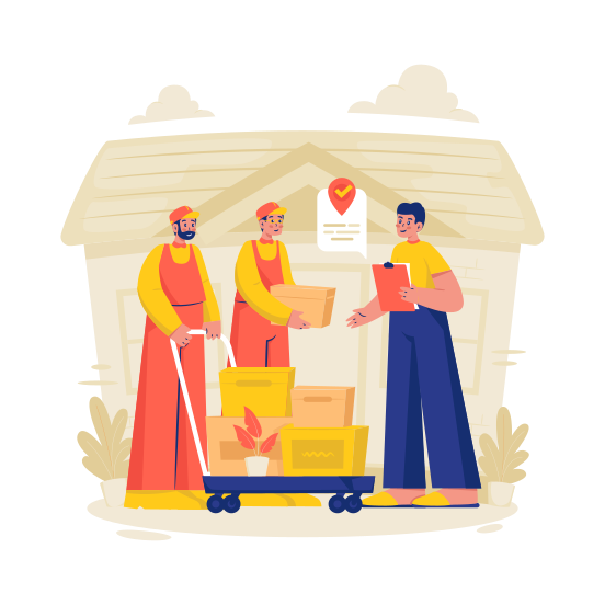 Courier, Delivery, Shipment, Arrive, Customer, Handshake, Handover illustration