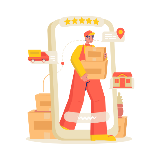 Courier, Delivery, Shipping, Boxes, Moving, Relocation illustration