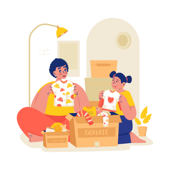 Family, Packing, Donation, Charity, Sorting, Clothes illustration