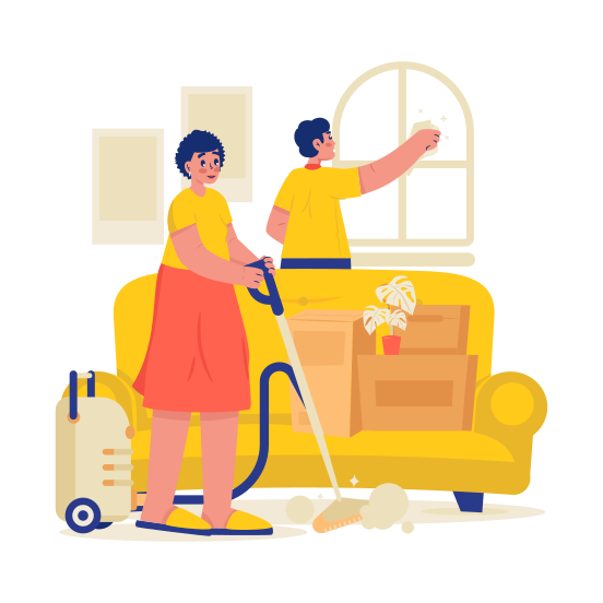Renovation, Moving, Family, New Home, Cleaning, Relocation illustration