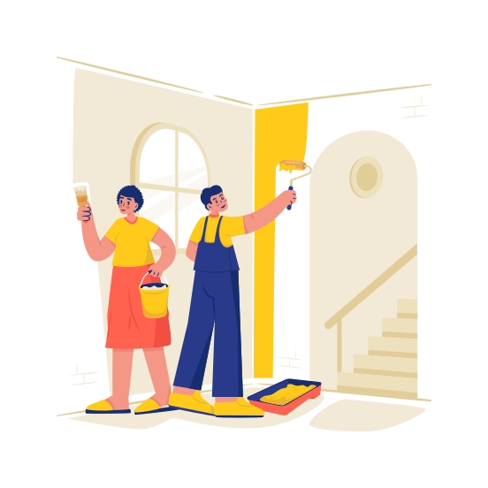 Renovation, Moving, Home, Painting, Decoration, Coloring, Family, Relocation, Apartment illustration