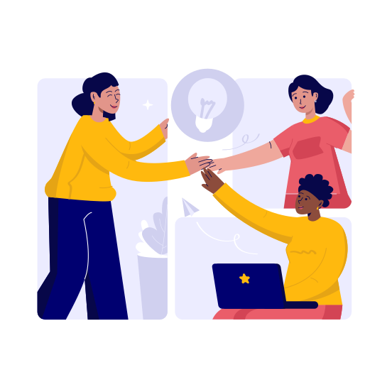 Teamwork, Ideas, Collaboration, Woman, Community, Target, Agree illustration