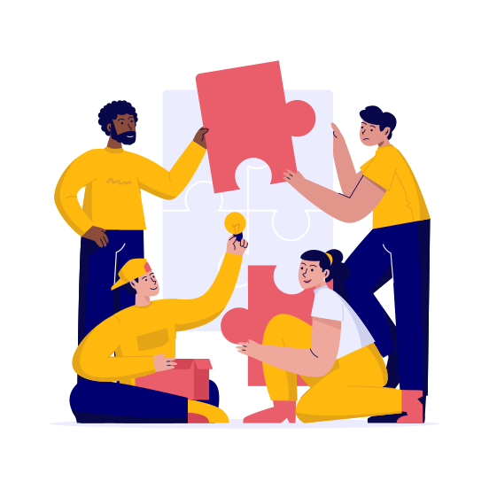 Teamwork, Puzzle, Solution, Ideas, Brainstorming, Success, Team illustration