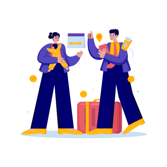 Family, Booking, Vacation, Holiday, Preparation illustration