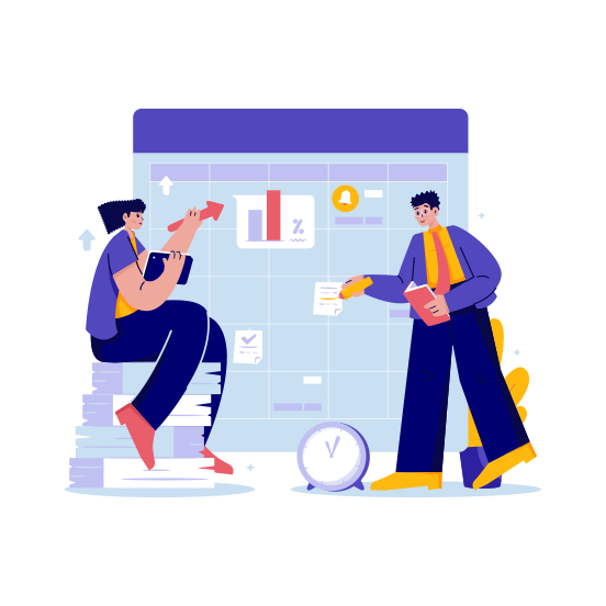 Teamwork, Report, Presentation, Target, Marketing, Achievement illustration
