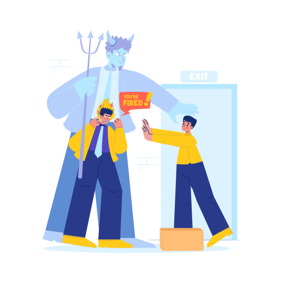 Angry Boss, Intimidation, Fired, Scare illustration