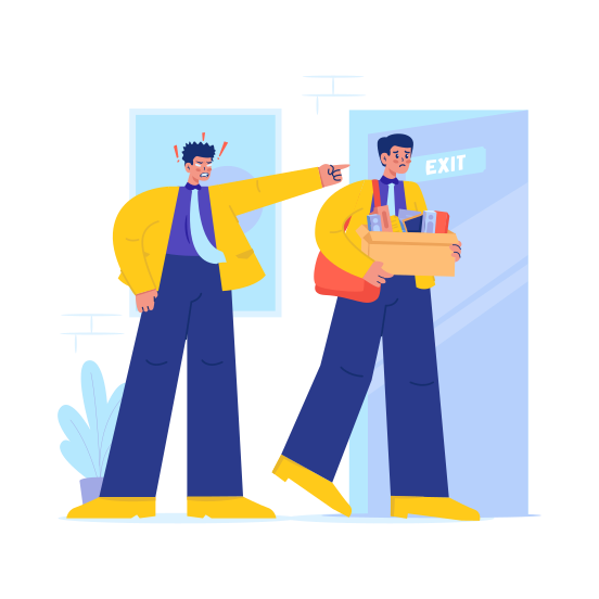 Fired, Get Sack, Angry, Boss, Career, Exit, Layoff,  illustration