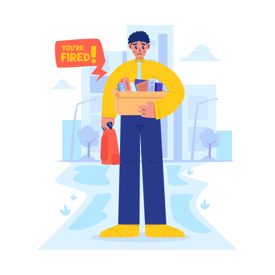 Fired, Job Loss, Career, Unemployment, Layoff, Office Worker illustration