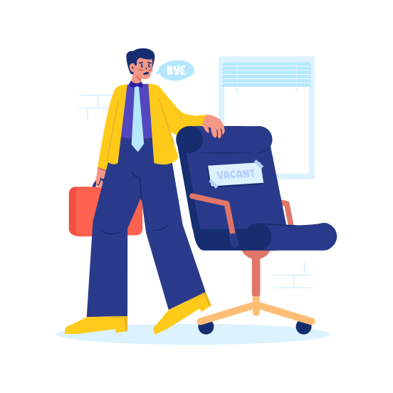 Job Loss, Sadness, Vacant Chair, Resignation, Office Worker, Career  illustration